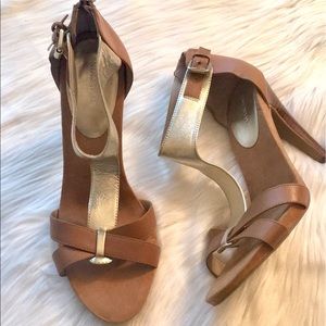 Nine West 'Nosashay' Metallic Heel Sandals - Sz 11